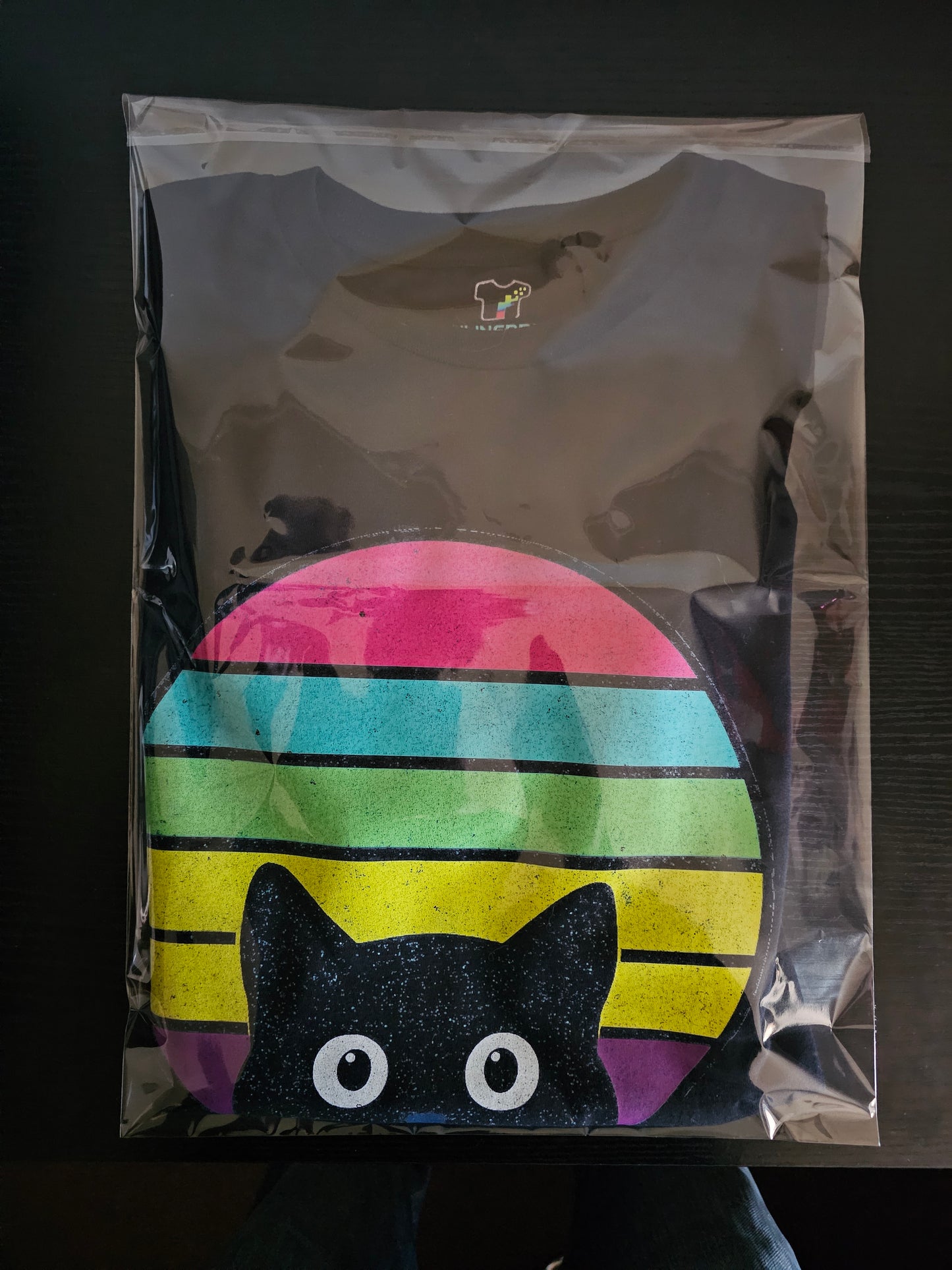 Retro Black Cat T-Shirt | Cute Kawaii Cat , Colourful Vaporwave Style Cat Lover Shirt