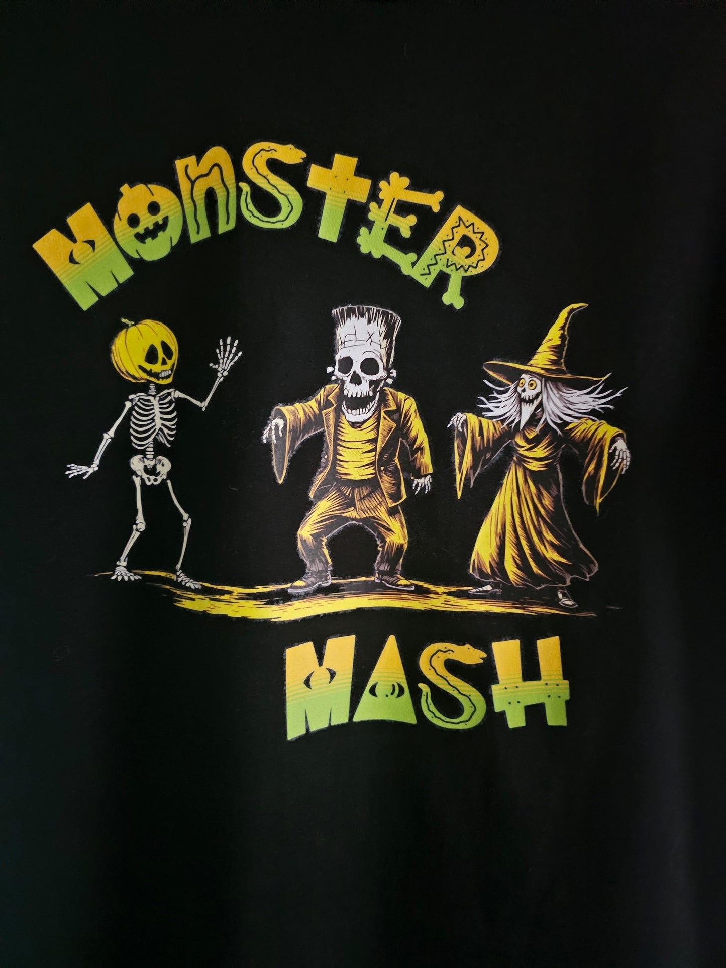 Monster Mash Halloween T-Shirt | Funny Dancing Skeleton Witch Frankenstein  Retro Spooky Season