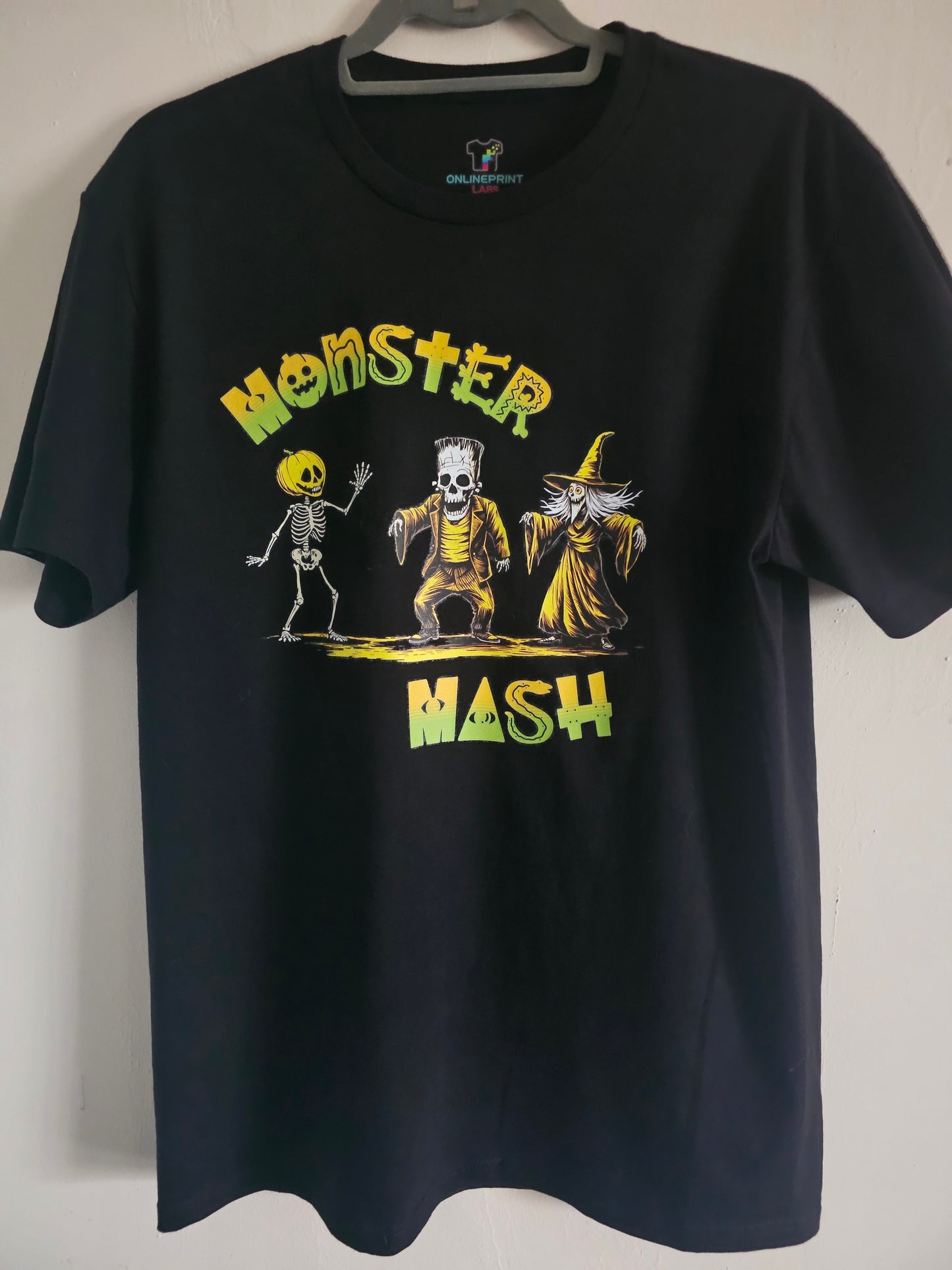 Monster Mash Halloween T-Shirt | Funny Dancing Skeleton Witch Frankenstein  Retro Spooky Season